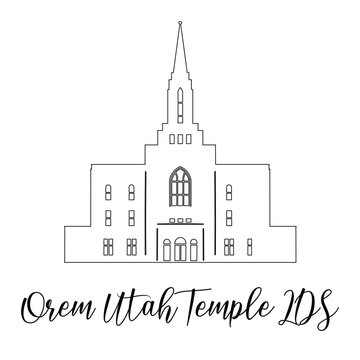 Orem Utah LDS Temple Sketch, Religious drawing, Church Clipart
