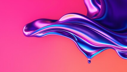 Abstract Metallic Pink Blue Iridescent Swirl