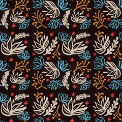 Seamless floral pattern with dark background 