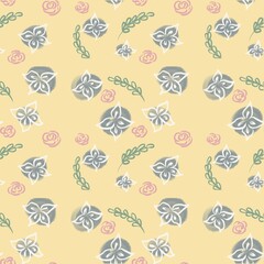 Seamless floral pattern with beige background 