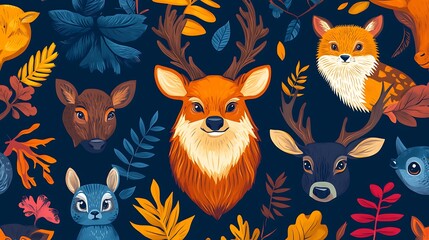 set of funny cartoon animals