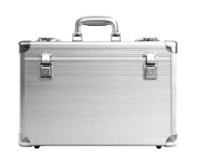 A sleek, metallic briefcase