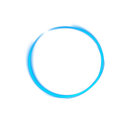 Futuristic Blue Neon Glow Circle with Electric Ring, Fire Spark, and Bright Light Effects on Transparent Background