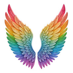 Obraz premium Vibrant Rainbow Gradient Angel Wings PNG Illustration