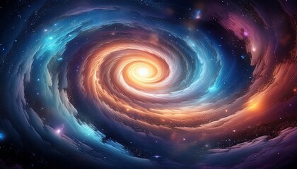 vibrant spiral galaxy with stardust features and ether background