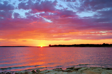 sunset over the lake