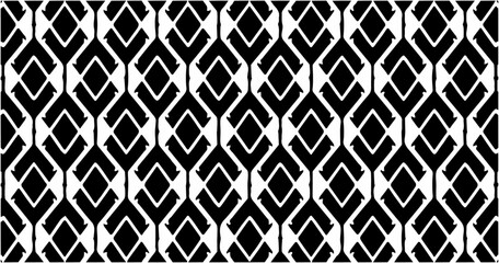 Abstract diamond shaped seamless pattern in black and white, creating a modern and stylish geometric background.