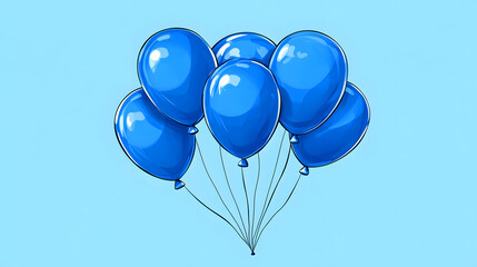 Bunch of blue balloons on a light blue background helium