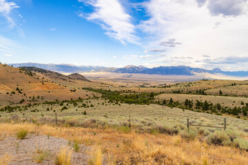 Scenic View of Montana's Mountains Across the Valley Plains