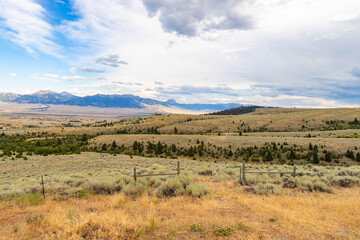Scenic View of Montana's Mountains Across the Valley Plains