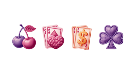 A row of colorful casino icons