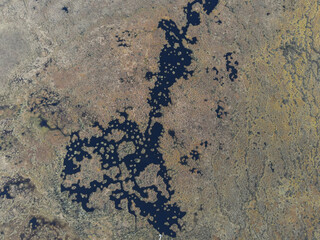 Aerial View of Water Channels and Lakes in Yelnya Nature Reserve, Belarus