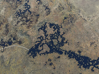 Aerial View of Water Channels and Peatland in Yelnya Nature Reserve