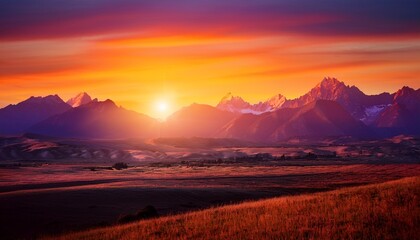 pixelated sunset over mountains and plains