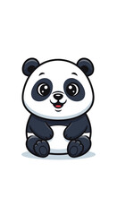 Obraz premium Cute panda sits and smiles sweetly. Cartoon animal illustration, adorable character, wildlife, childish design