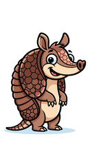 Fototapeta premium Cartoon armadillo smiles, standing upright. Friendly animal character. Wildlife, illustration, cartoon, cute, mascot