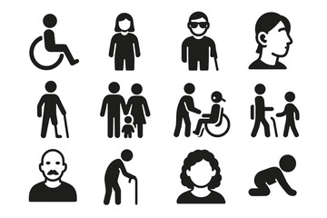 Diverse pictogram set: accessibility, gender, age, and activity symbols