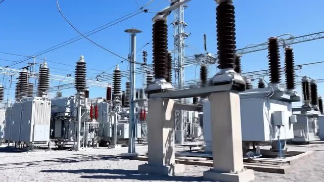 Electrical power transformers and insulators in substation