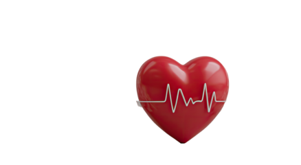 3D heart with pulse graphic