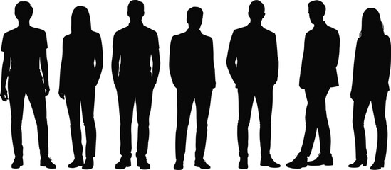 Art & IllustrationSilhouette of students or young adults walking in line, backpacks on, black and white illustration, side view, isolated background