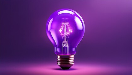 purple light bulb on purple background