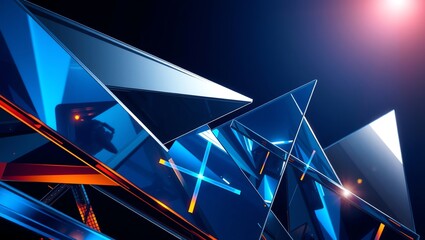 Abstract Blue Geometric Crystal Polygon Background