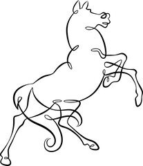 Continuous one line drawing beautiful horse. Symbol of the year 2026 is a fiery horse. One continuous line isolated minimal illustration.Not AI.