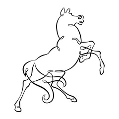 Continuous one line drawing beautiful horse. Symbol of the year 2026 is a fiery horse. One continuous line isolated minimal illustration.Not AI.