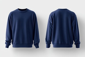 Navy blue crew neck sweatshirt mockup, front and back views (1)