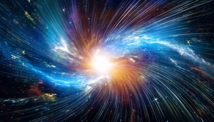 Naklejka premium stunning cosmic explosion with bright light and swirling energy in the vastness of space