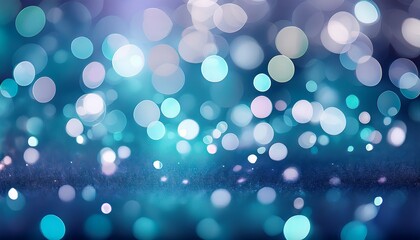 Fototapeta premium a cool toned bokeh background in shades of blue teal and lavender with soft round bokeh lights