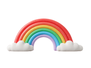 Colorful rainbow over fluffy clouds