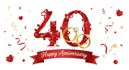 40th Anniversary Illustration with Rings and Gems
