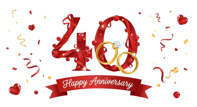 40th Anniversary Illustration with Rings and Gems