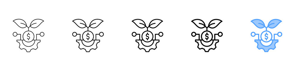 Technology Investment Icon Different Style Outline Collection Set 