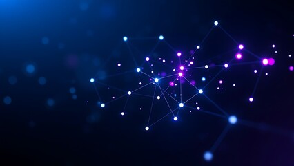 Abstract data visualization with glowing interconnected nodes in dark space, symbolizing modern technology.