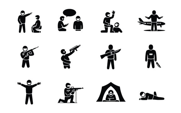 Violence and danger icon set