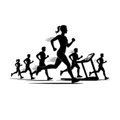 Running Boys and Girls Silhouettes | Kids Running Silhouette Collection | Children Jogging and Playing Silhouettes