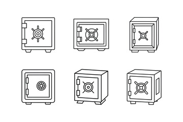 safe vault icon line art vector illustration