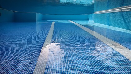Fototapeta premium the blue and white pool is empty