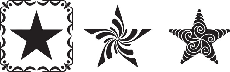 Obraz premium Black stars with decorative elements white ornamental