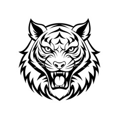 Fototapeta premium ferocious tiger head vector line art