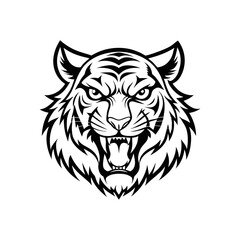 Obraz premium ferocious tiger head vector line art