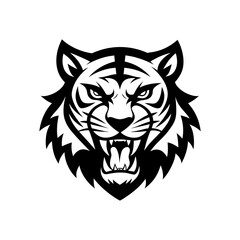 ferocious tiger head vector line art