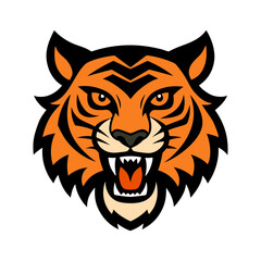 ferocious tiger head vector line art