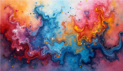 Abstract colorful watercolor background with artistic texture and vibrant paint design