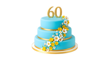 Elegant 60th Birthday Cake with Floral Decoration
