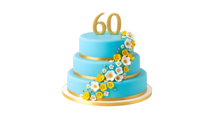 Elegant 60th Birthday Cake with Floral Decoration