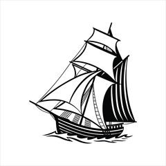 vector illustration of a ship