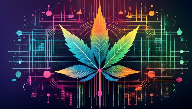 a vibrant digital silhouette blending technology and nature ideal for tech and wellness events educational infographics on the endocannabinoid system